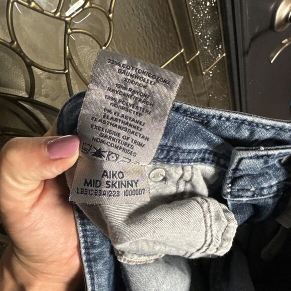 Silver Jeans Womens Aiko Mid Skinny Medium Wash 27x33 Denim Western Glove Works - Picture 10 of 10